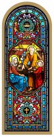 Quadro Santa Famiglia in legno ad arco - 10 x 27 cm