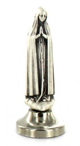 Copertina di 'Statuetta Madonna di Fatima in metallo argentato con calamita - 5 cm'