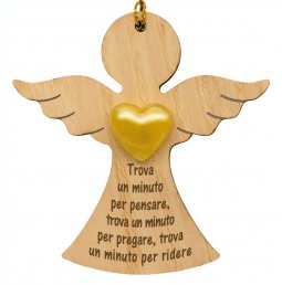 Copertina di 'Angelo dal cuore d'oro in legno "Trova un minuto per..." - altezza 9 cm'