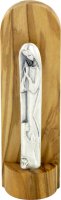 Basetta in legno di ulivo con apparizione di Lourdes cm 13,5