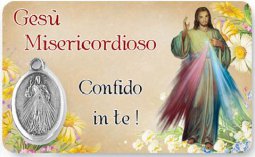 Copertina di 'Card plastificata "Gesù Misericordioso" con medaglia'