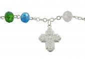 Immagine di 'Braccialetto rosario con 11 grani multicolore e croce'