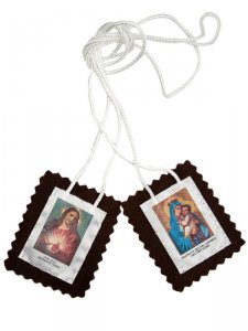 Copertina di 'Scapolare Madonna del Carmine e Sacro Cuore di Gesù in tessuto - 4,5 x 5,5 cm'