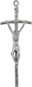 Copertina di 'Croce pastorale in metallo argentato con Cristo riportato - 5,8 cm'