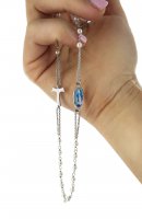 Immagine di 'Collana rosario Girocollo in argento 925 perle bianche con croce tau e medaglia Miracolosa in argento'