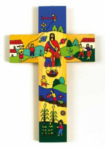 Copertina di 'Croce in legno "Cristo nella comunit, la Chiesa" - altezza 25 cm'