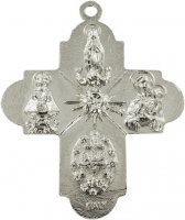 Immagine di 'Croce in metallo ossidato con quattro Santi - 3 cm'