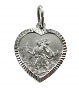 Copertina di 'Medaglia San Cristoforo in argento 925 a forma di cuore - 1,9 cm'