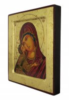 Immagine di 'Icona Madonna della Tenerezza, Vergine di Vladimir, produzione greca su legno - 20 x 18 cm'