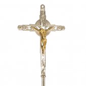 Immagine di 'Croce astile in nikel con Cristo dorato - altezza 200 cm'