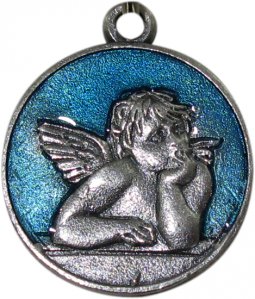 Copertina di 'Medaglia in metallo raffigurante un angioletto (azzurro)  2 cm'