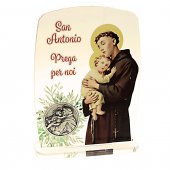 Quadretto da appoggio in plexiglass trasparente "Sant'Antonio Prega per noi" con medaglia - dimensioni 11 x 8 cm