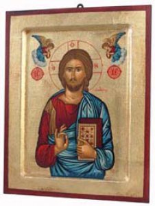 Copertina di 'Icona in legno e foglia oro "Ges Cristo datore di vita" - dimensioni 23x18 cm'