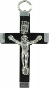 Copertina di 'Croce in legno nero con retro in metallo - 3,2 cm'