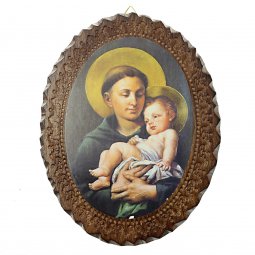 Copertina di 'Quadro ovale in noce con immagine serigrafata "Sant'Antonio di Padova" - dimensioni 12x16 cm'