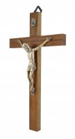 Immagine di 'Crocifisso da parete in legno di noce con Cristo in metallo - 17 cm'