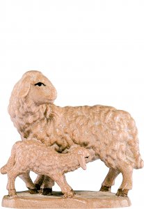 Copertina di 'Pecora con agnello B.K. - Demetz - Deur - Statua in legno dipinta a mano. Altezza pari a 12 cm.'