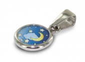 Immagine di 'Medaglia Luna e stella in argento 925 e porcellana - 1 cm'