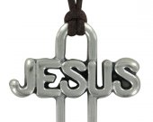 Immagine di 'Croce traforata jesus in metallo argentato - 4 cm'