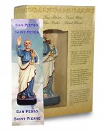 Immagine di 'Statua di San Pietro da 12 cm in confezione regalo con segnalibro in IT/EN/ES/FR'