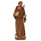 Statua in resina colorata "San Francesco con colombe" - altezza 30 cm
