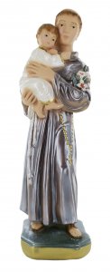 Copertina di 'Statua Sant Antonio in gesso madreperlato dipinta a mano - 20 cm'