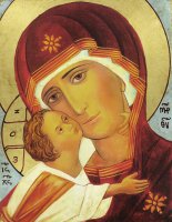 Immagine di 'Icona Madonna della Tenerezza, Vergine di Vladimir, produzione greca su legno - 24,5 x 20 cm'