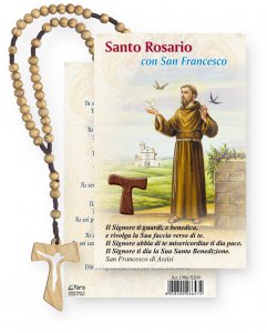 Copertina di 'Coroncina rosario Tau in legno e cartoncino pieghevole con San Francesco'