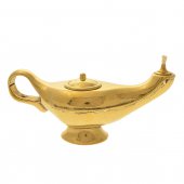 Lampada di Aladino in ottone lucido dorato - lunghezza 20 cm