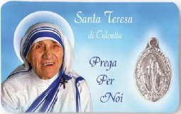 Copertina di 'Card plastificata "Madre Teresa di Calcutta" con medaglia'