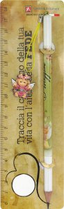 Copertina di 'Righello su cartoncino "Traccia il cammino" con matita "Proteggimi" e angioletto rosa'