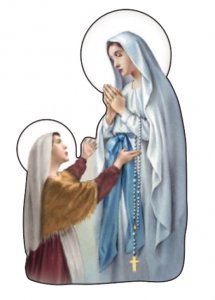Copertina di 'Immagine della Madonna di Lourdes sagomata su legno mdf con appoggio - 5 x 8,2 cm'