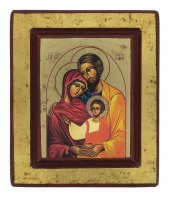 Icona greca in legno "Sacra Famiglia" - 14x11,5 cm