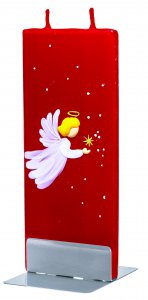 Copertina di 'Candela natalizia in cera rossa con angelo 15 x 6 cm'