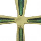 Immagine di 'Croce in metallo dorato con smalto verde - 7 cm'