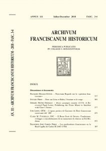 Copertina di 'Archivum Franciscanum Historicum'