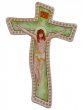 Croce moderna magnetica con sfondo verde - altezza 7,5 cm
