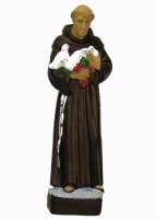Statua da esterno di San Francesco d'Assisi in materiale infrangibile, dipinta a mano, da 60 cm