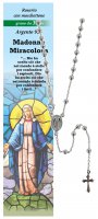 Rosario Madonna Miracolosa in argento 925 con grani da  3 mm e preghiera in italiano