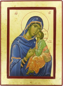 Copertina di 'Icona Madonna della Tenerezza, produzione greca su legno - 30 x 22 cm'