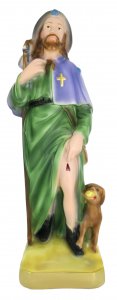 Copertina di 'Statua San Rocco in gesso dipinta a mano - 30 cm'
