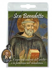 Copertina di 'Medaglia San Benedetto con laccio e preghiera in italiano'