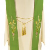 Immagine di 'Stola verde con frangia e cordoniera "simboli eucaristici"'
