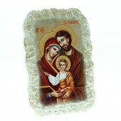 Icona effetto pietra "Sacra Famiglia" - dimensioni  12x8 cm