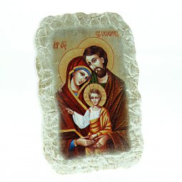 Copertina di 'Icona effetto pietra "Sacra Famiglia" - dimensioni  12x8 cm'