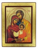 Icona greca in legno "Sacra Famiglia" - 32x25 cm